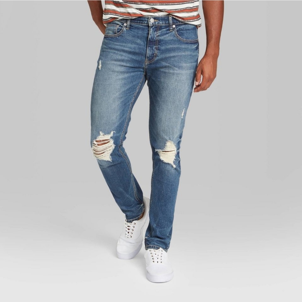 Original Use Men's Regular Tapered Leg Slim Fit Ankle Casual Jeans Heavy…